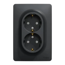 Schneider Unica New NU206754. Розетка подвійна з з/к, зі шторками