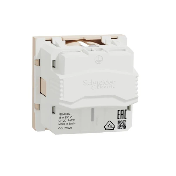 Розетка без заземлення зі шторками 16А гвинтовий зажим бежева NU303644 Unica New Schneider Electric - Фото 2