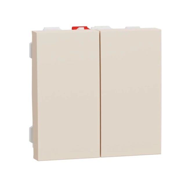 Перемикач 2-клавішний 2 x 10А, 2 модулі бежевий Unica New NU321344 Unica New Schneider Electric - Фото 1