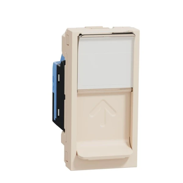 Розетка комп'ютерна RJ45, одинарна категорія 6, UTP, 1 модуль бежева Unica New NU341444 Unica New Schneider Electric - Фото 1