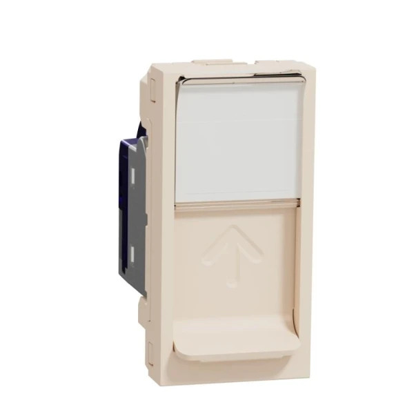 Розетка комп'ютерна RJ45, одинарна категорія 6 STP, 2 модуль бежева Unica New NU344844 Unica New Schneider Electric - Фото 1