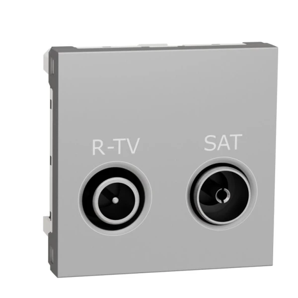 Розетка R-TV SAT одинарна, 2 модулі алюміній NU345430 Unica New Schneider Electric