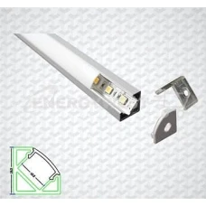 Кутовий профіль К4 16*16 (мм) для LED стрічок алюмінієвий в комплекті з матовим розсіювачем. (Ціна за 1 м.п.)