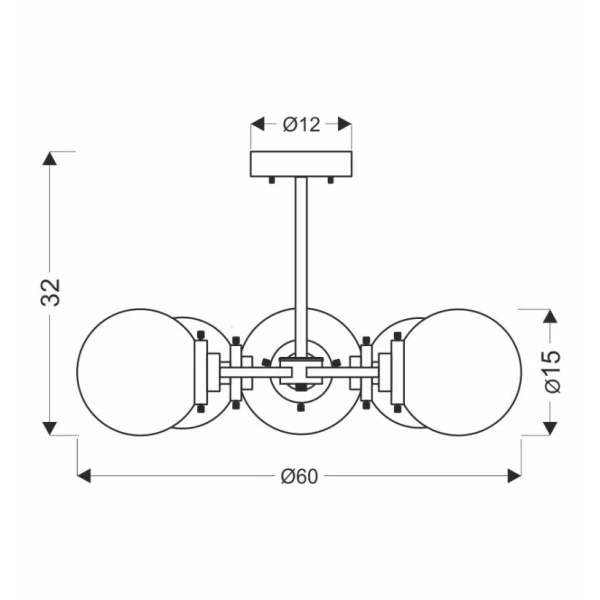 Люстра пристельова Candellux LENS E14 латунний, чорний 35-01306 - Фото 5