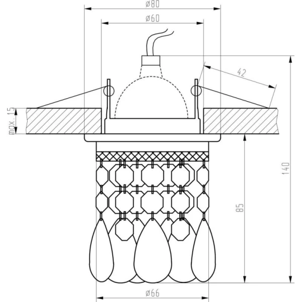 Точковий світильник врізний Candellux SK-64 MR16 хром 2245143 - Фото 2