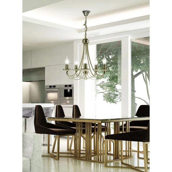 Люстра свічка Candellux MUZA E14 латунний 35-69170 - Фото 3