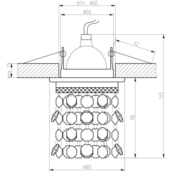 Точковий світильник врізний Candellux SK-68 MR16 хром 2245600 - Фото 2