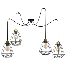 Candellux PRIMO E27 чорний, золотий 34-00309. Світильник підвісний