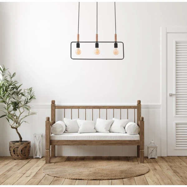 Підвісний світильник Candellux FRAME E27 бежевий, чорний 33-73525 - Фото 2