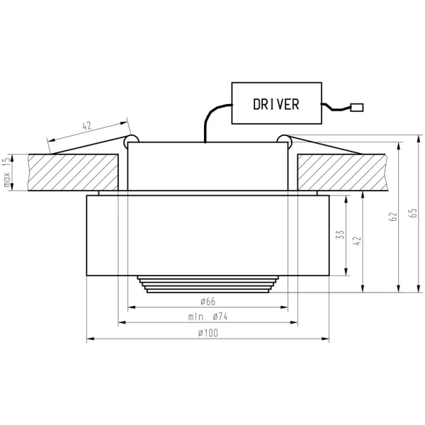 Точковий світильник врізний Candellux SS-33 3 Вт 3000К хром 2228815 - Фото 3