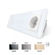 Вимикач прохідний сенсорний на 3 канали 1+2 з розеткою VL-C701S/C702S/C7C1EU Livolo