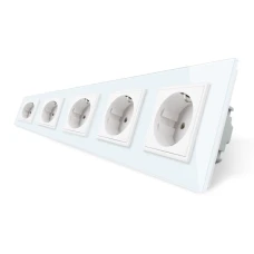 Розетка п'ятипостова із заземленням і захисними шторками VL-C7C5EU Livolo (колір: білий, чорний, золотий, сірий)