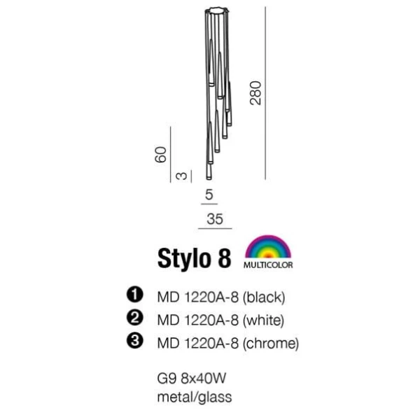 Підвісний світильник Azzardo STYLO G9 хром AZ0257 - Фото 3