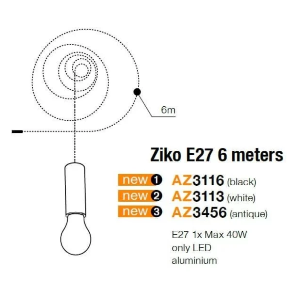 Патрон Azzardo ZIKO E27 золотий AZ3456 - Фото 2