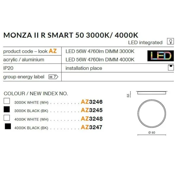 Стельовий світильник Azzardo MONZA II R 56Вт 4000К білий AZ3247 - Фото 2