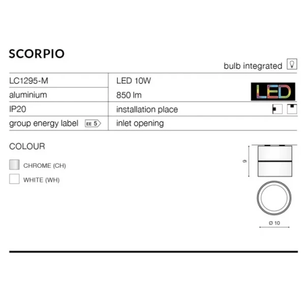 Накладний точковий світильник Azzardo SCORPIO 10Вт 3000К сірий AZ1452 - Фото 2