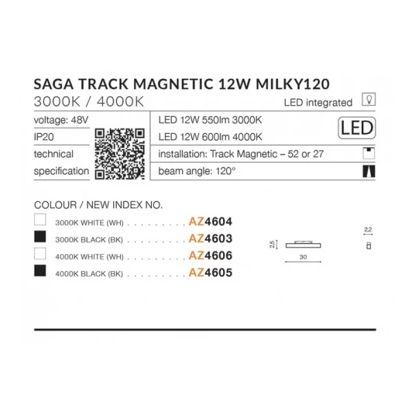 Магнітний світильник Azzardo SAGA 12Вт 4000К білий AZ4605 - Фото 4