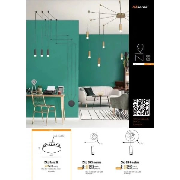 Патрон Azzardo ZIKO G9 чорний AZ2680 - Фото 4
