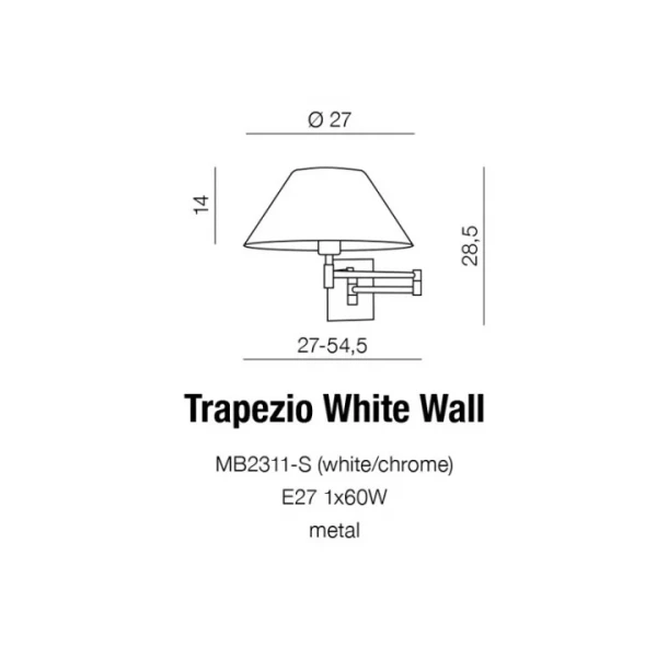 Декоративне бра Azzardo TRAPEZIO E27 білий AZ1542 - Фото 3