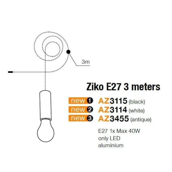 Підвісний світильник Azzardo ZIKO E27 білий AZ3114 - Фото 2