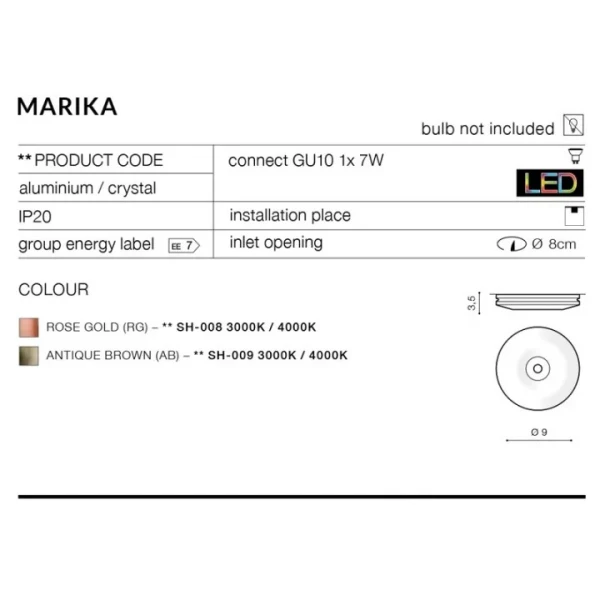 Врізний точковий світильник Azzardo MARIKA GU10 золотий AZ2208 - Фото 3