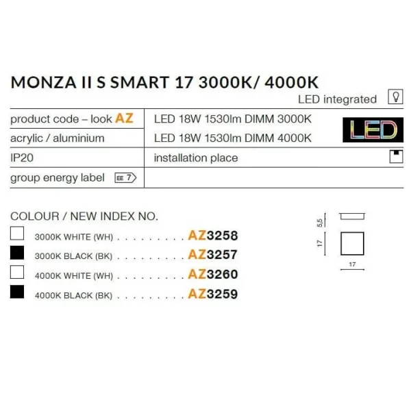 Стельовий світильник Azzardo MONZA II S 18Вт 3000К білий AZ3258 - Фото 2
