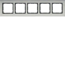 Berker Рамка 5Х горизонтальна нержавіюча сталь/антрацит B.7 10253606