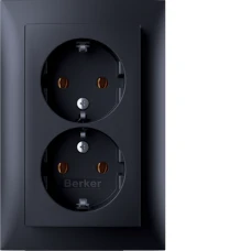 Berker Розетка з з/к 2X цільна, антрацит 16А/250В S.1 47741606