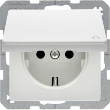 Berker Розетка з з/к, кришка, зах.контактів, 16А/250В, пол.білизна, Q.x 47516079