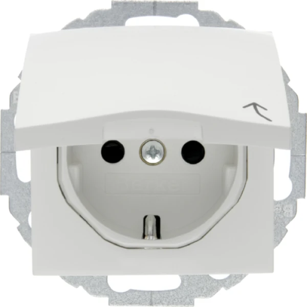 Розетка з з/к, кришка, зах.контактів, пол.білизна, 16А/250В S.1 Berker 47448989