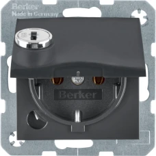 Berker Розетка з з/к, кришка, замок, антрацит 16А/250В S.1 47631606
