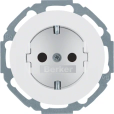 Berker Розетка з з/к, зах.контактів, 16А/250В, пол.білизна, R.Classic 47552089