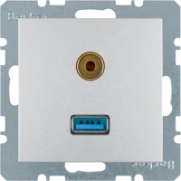 Berker Розетка USB/3.5мм аудіо, алюміній S.1 3315391404