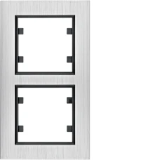 Hager Рамка 2Х вертикальна, Lumina-Passion, срібний алюміній WL9122