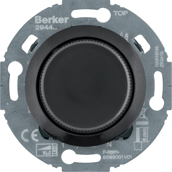 Диммер універс. Комфорт 20-420Вт, LED 3-100Вт, 230В, чорний, 1930+Glas Berker 294411