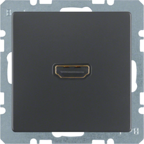 HDMI-розетка, підключення сзаду під кутом 90град., антрацит, Q.x Berker 3315436086