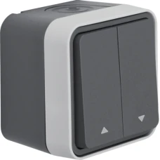 Berker Кнопка для жалюзі 2-клавішний IP55, сіра, 10А/250В W.1 50753535