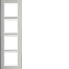 Berker Рамка 4Х вертикальна нержавіюча сталь/пол.білизна B.7 10143609