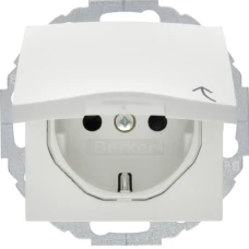 Berker Розетка з з/к, кришка, зах.контактів, пол.білизна-matt, 16А/250В S.1 47441909