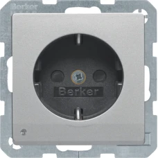Berker Розетка з з/к з зах.контактів з LED-підсвіткою, 16А/250В, алюміній, Q.x 41096084