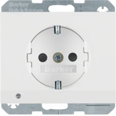 Berker Розетка з з/к з зах.контактів з LED-підсвіткою, пол.білизна, 16А/250В K.1 41097009