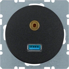 Berker Розетка USB/3.5мм аудіо, чорна, R.x 3315392045