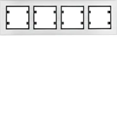 Hager Рамка 4Х горизонтальна, Lumina-Passion, срібний алюміній WL9242