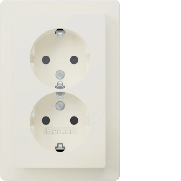 Розетка з з/к 2X, зах.контактів, цільна, пол.білизна, 16А/250В Q.1 Berker 47596089