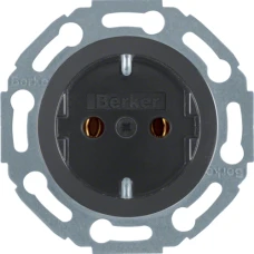 Berker Розетка з з/к чорна, 16А/250В 1930/Glas 474521