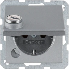Berker Розетка з з/к, кришка, замок, 16А/250В, алюміній, Q.x 47636084