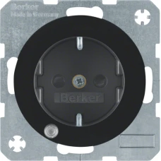 Berker Розетка з з/к з контр.лампою, 16А/250В, чорна, R.x 41102045