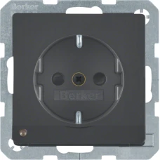 Berker Розетка з з/к з зах.контактів з LED-підсвіткою, 16А/250В, антрацит, Q.x 41096086