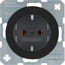 Berker Розетка з з/к, гвинтові клеми, 16А/250В, чорна, R.x 41432045