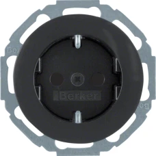 Berker Розетка з з/к, зах.контактів, 16А/250В, чорна, R.Classic 47552045
